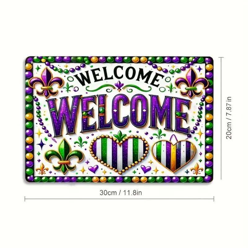 Vintage Mardi Gras 8x12 Tin Metal Wall Sign Carnival Bohemian Decor Gift for Bar Cafe Home Garage