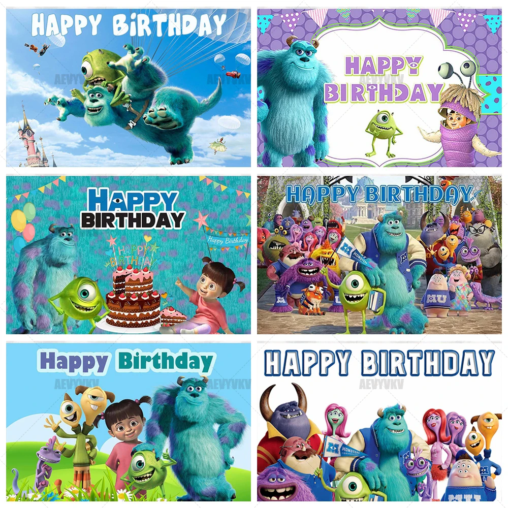 

Monsters University Background Wall Boy Girl Baby Birthday Party Banner Cake Table Decoration Supplies Photo Background Supplies