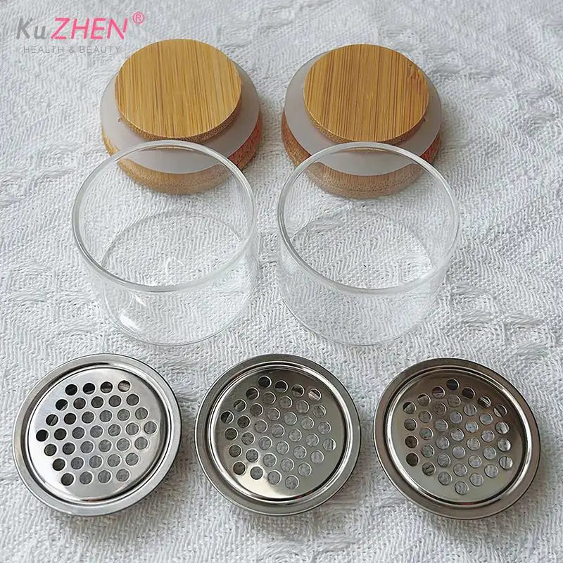 1Pcs Glass Nail Cup Powder Liquid Brush Bowl Holder Container Equipment Nail Salon Tool With Wood Lid Nail Art Tool Cleaning Cup