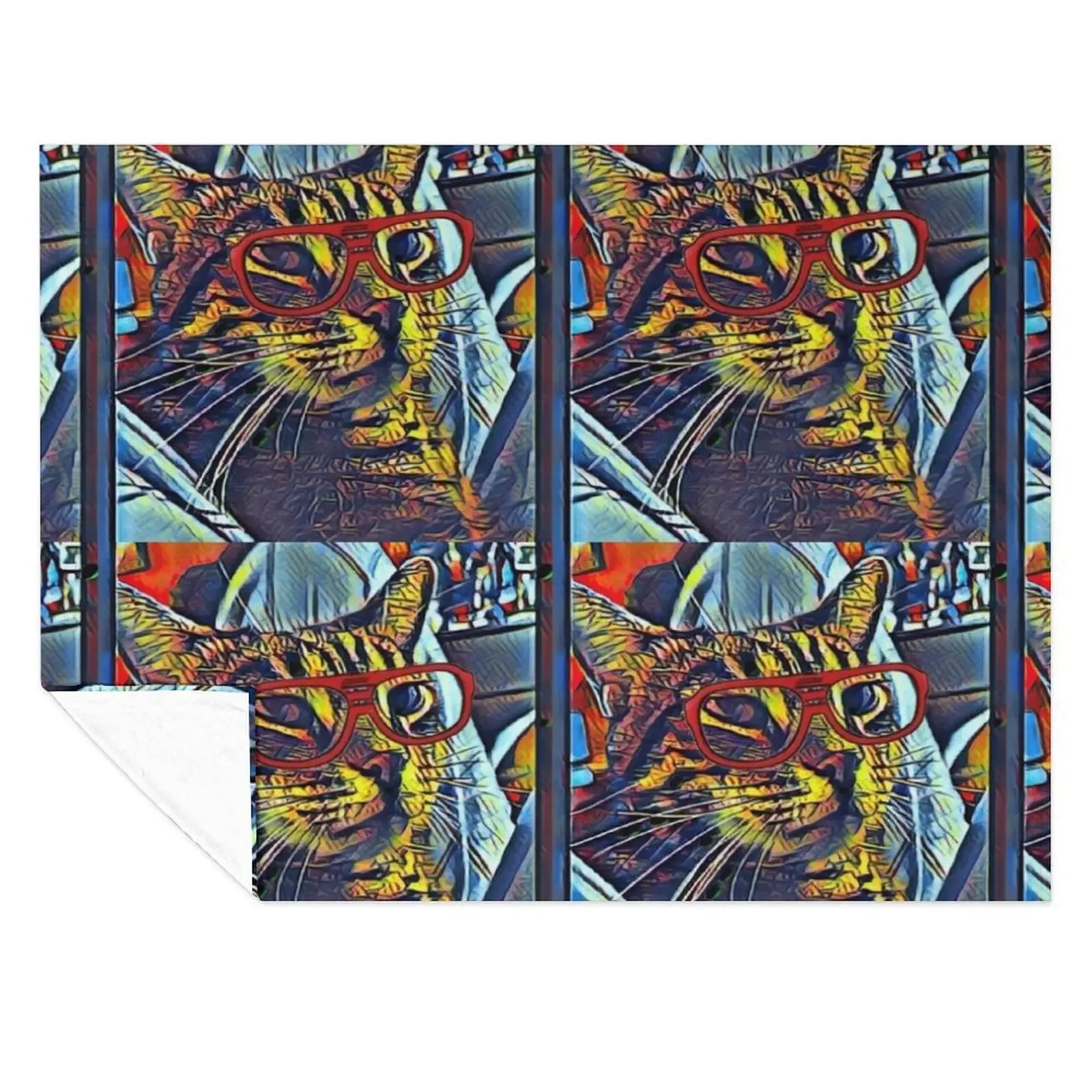 

Hipster Cat Throw Blanket Heavy Furry Furrys Sofa Throw Blankets