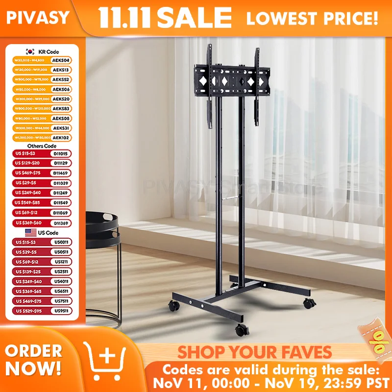 عربة تلفزيون متنقلة 32-65 بوصة LCD LED حامل تلفاز على الأرض مع عجلات حامل تلفزيون محمول مهد قابل للإزالة لغرفة المعيشة