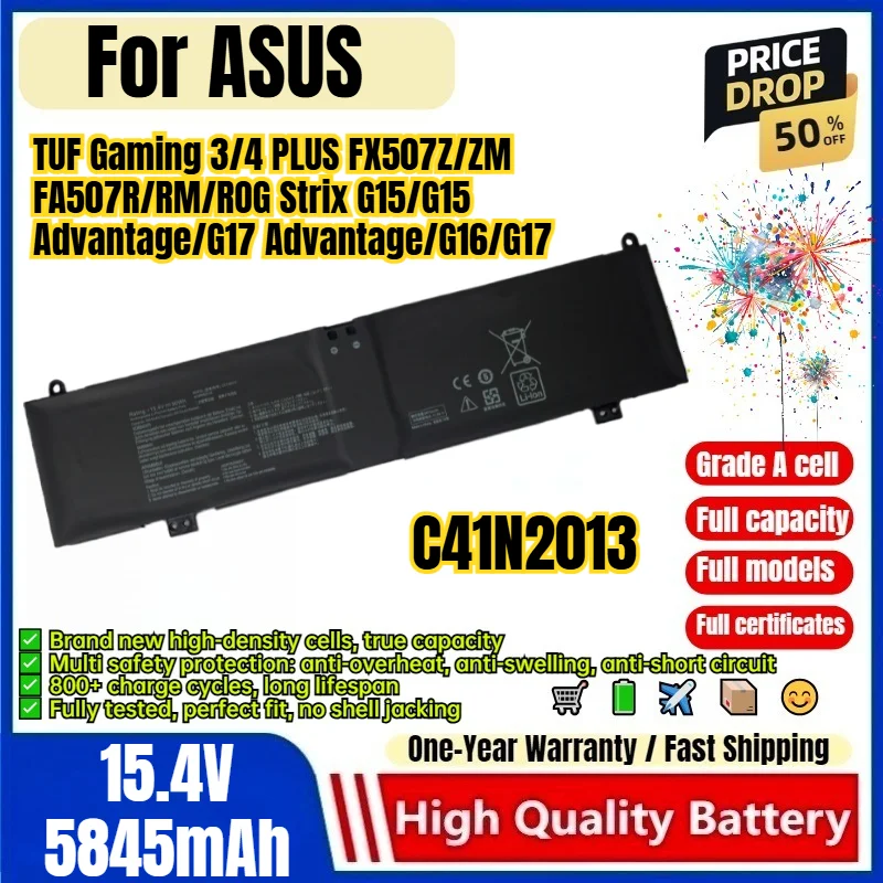 C41N2013 for ASUS TUF Gaming 3/4 PLUS FX507Z/ZM FA507R/RM/ROG Strix G15/G15 Advantage/G17 Advantage/G16/G17 Laptop Battery