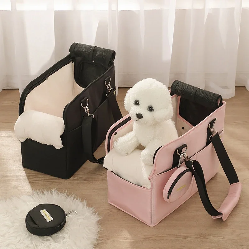 Pet Outdoor Bag Portable Foldable Pet Handbag for Outward Travel, One Shoulder Diagonal Cross Bag, Cat Bag with A Small Bag