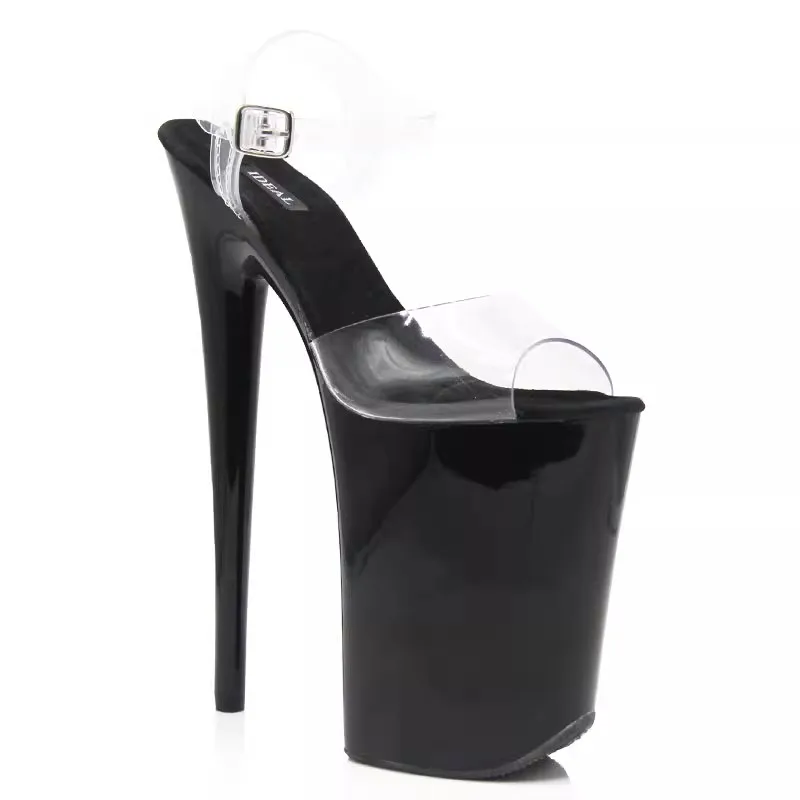 

Новая мода на очень платформе, обувь для танцев на пилоне высотой 20 см, модель пикантных прогулок, прозрачные женские сандалии на высоком каблуке