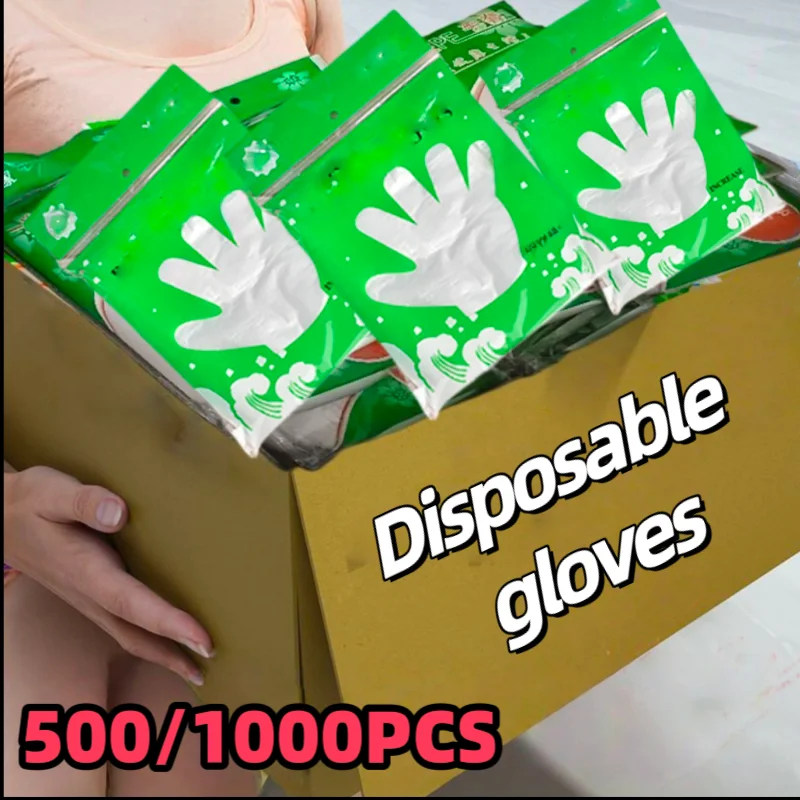 500/1000Pcs Disposable Transparent Gloves Are Suitable for Pet Grooming, Kitchen Cleaning, Restaurant Use, Home Hygiene, Beauty, Outdoor Camping Style, Etc., Easy to Carry and Wear, Maintain Palm Cleaning, 100 Pieces 1 Pack