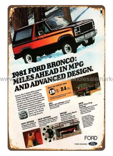 cool wall posters 1981 Bronco XLT Advanced Design car auto metal tin sign