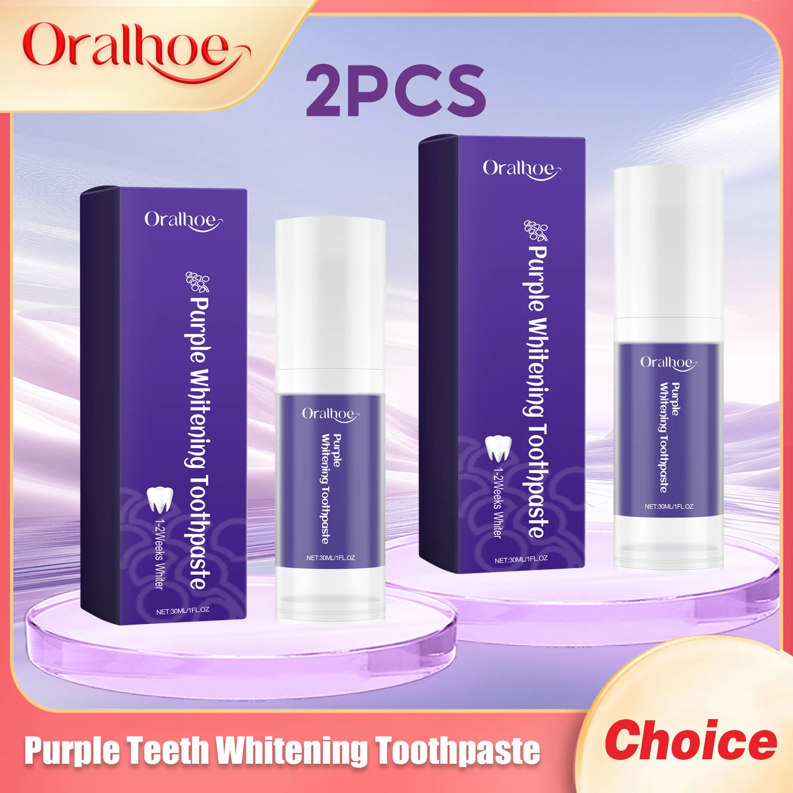 

Oralhoe Фиолетовые зубы W-отбеливающая зубная паста Свежая полость рта Улучшение пятен налета Поддержание гигиены Удаление желтого зуба Осветляет зубную пасту