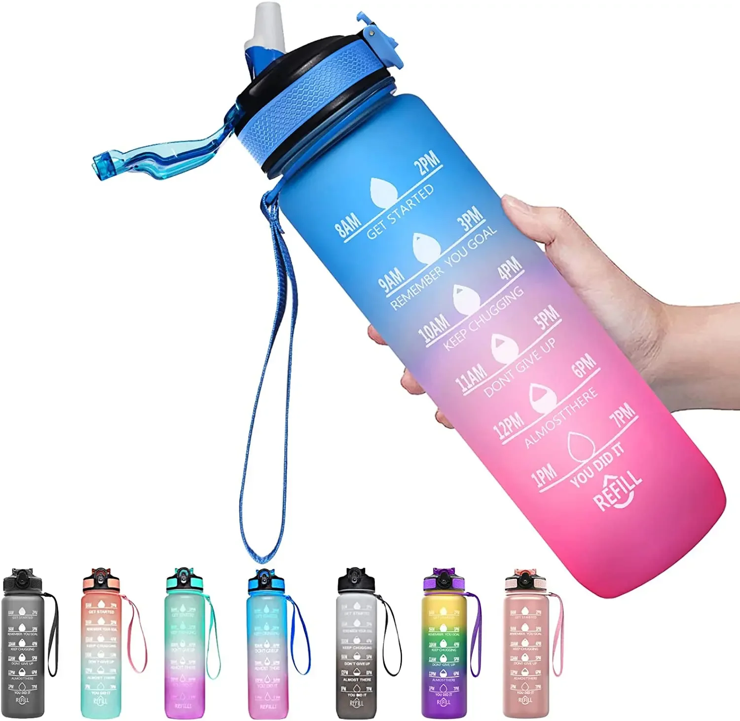 

1 Liter Water Bottle Motivational Sport Water Bottle Leakproof Bottles Drinking Outdoor Travel Gym Fitness Jugs For Kitchen Cups