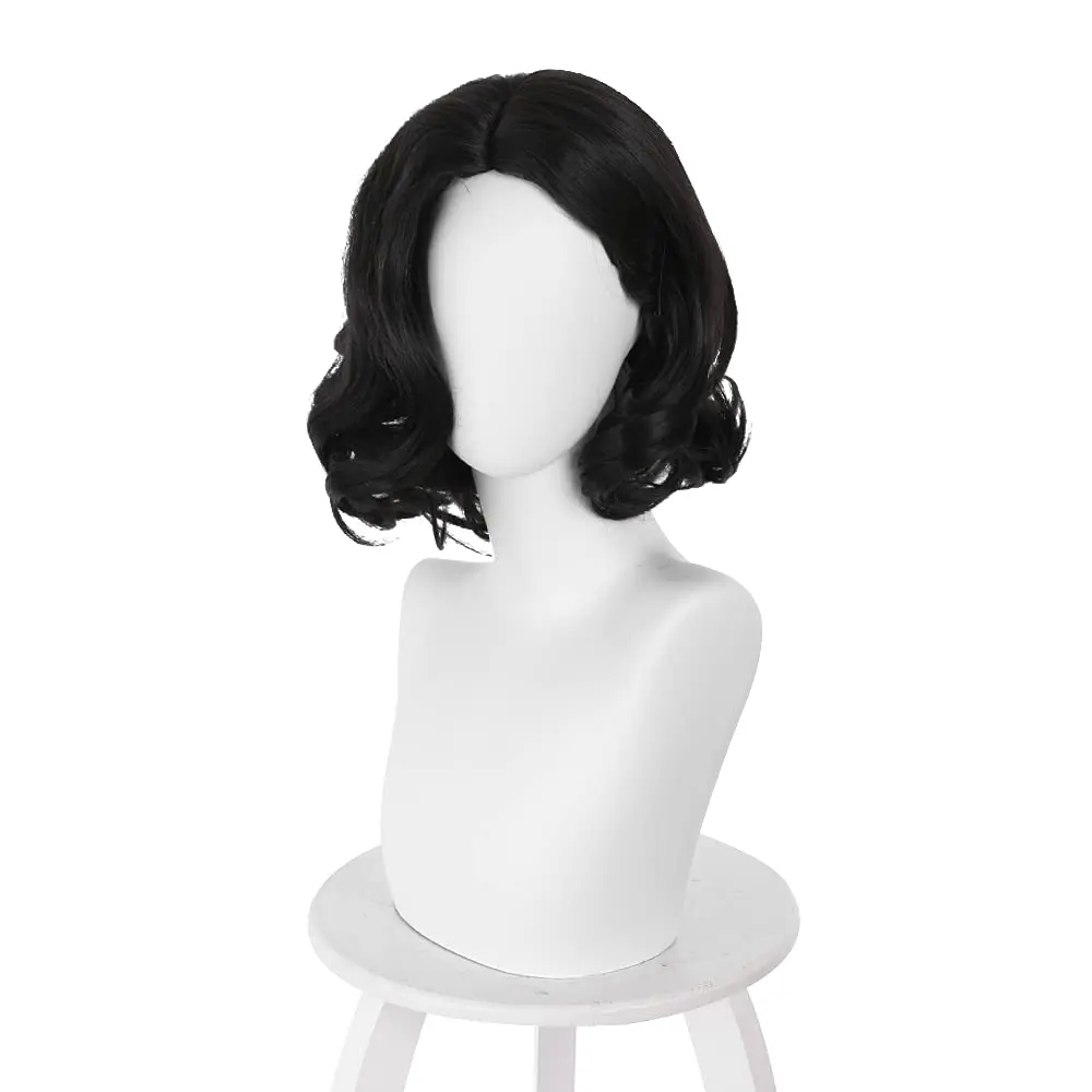 Evil Alcina Lady Dimitrescu Cosplay Wig Black Short Bob Wavy Middle Part Anime Party Halloween Costume Wigs Women
