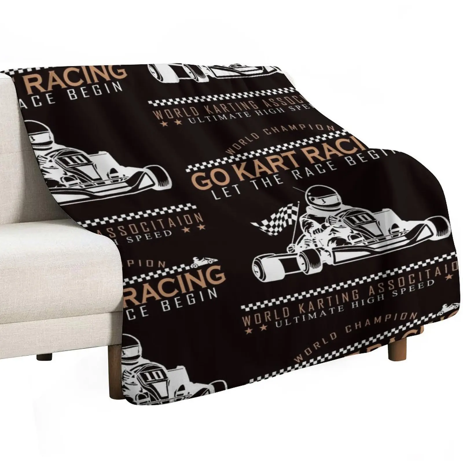 Go kart / racer Throw Blanket Decorative Throw Baby Sofa Quilt Extra Large Throw Retros Decorative Sofas Blankets