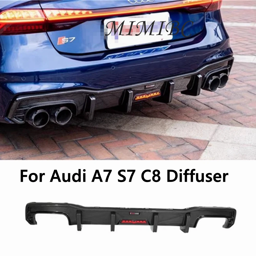 

FOR Audi A7 S7 C8 2019 2020 2021 2022 2023 Dry carbon fiber Rear Diffuser Bumper Lip Trunk Spoiler Exhaust Cover Body Kit