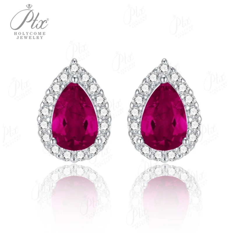 

Custom Earrings Round/Heart/Heart/Pear Cuts Lab Grown Ruby/Sapphire 925 Silver Hypoallergenic Factory Direct Sales