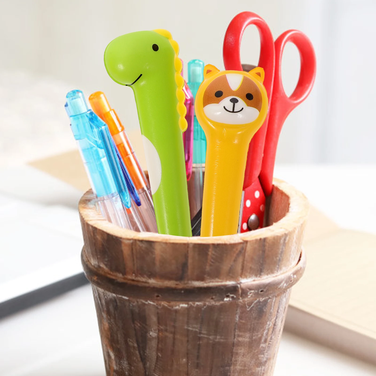 

10pcs Decompression Pen Aesthetic Lovely Cartoon Plastic Gel Pens for Students Multi Function Writing Stationery