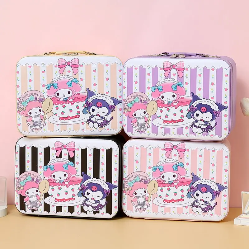 

Sanrio Girly Heart My Melody Kawaii Anime Makeup Case Kuromi Cute Cartoon Large Capacity Storage Box Lovely Gifts for Girls