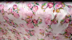 Crepe de Chine 100% Mulberry silk fabric Pink Flowers Print Dress Cloth Wide 16mm sewing supplies nigerian head wrap materials