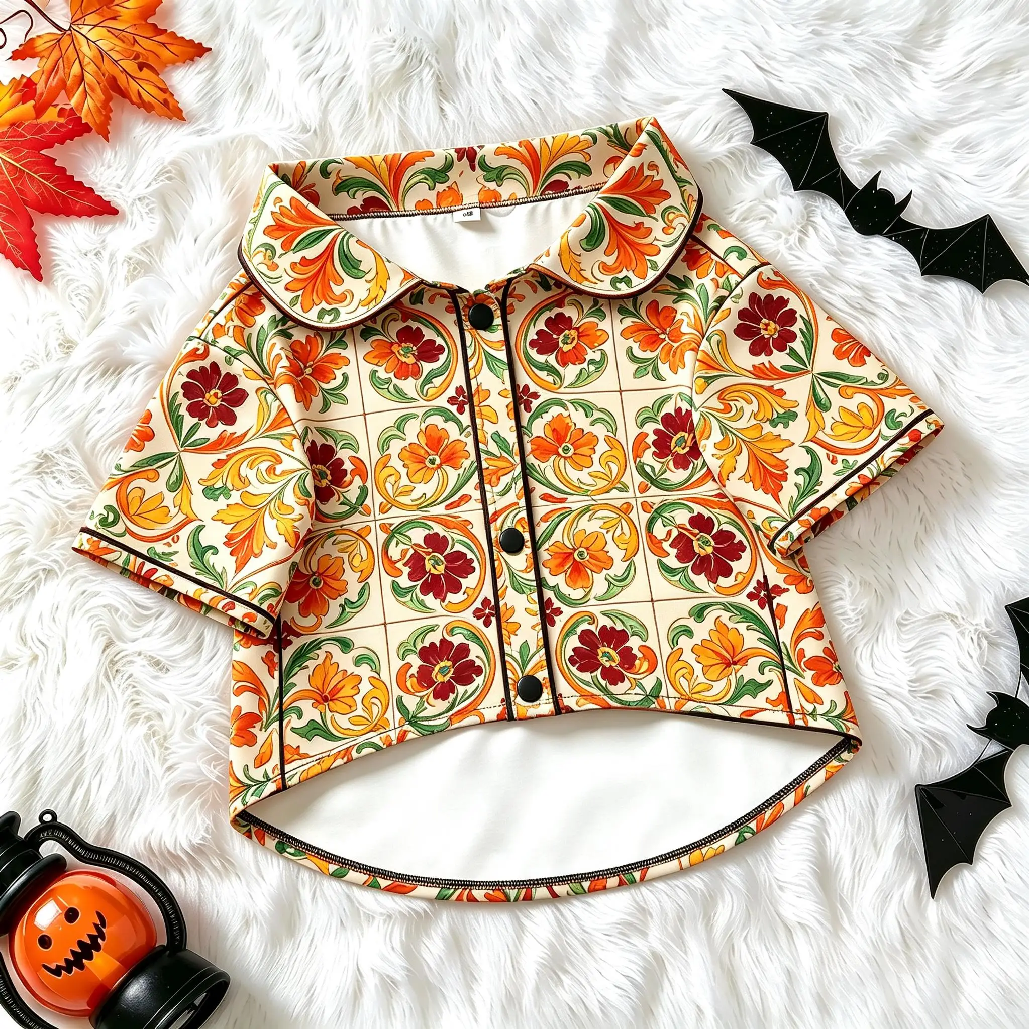 Pet Dog Shirt Retro Mandala Floral Pattern Print Button Up for Small Medium Dogs Bohemian Ethnic Theme Daily Wear