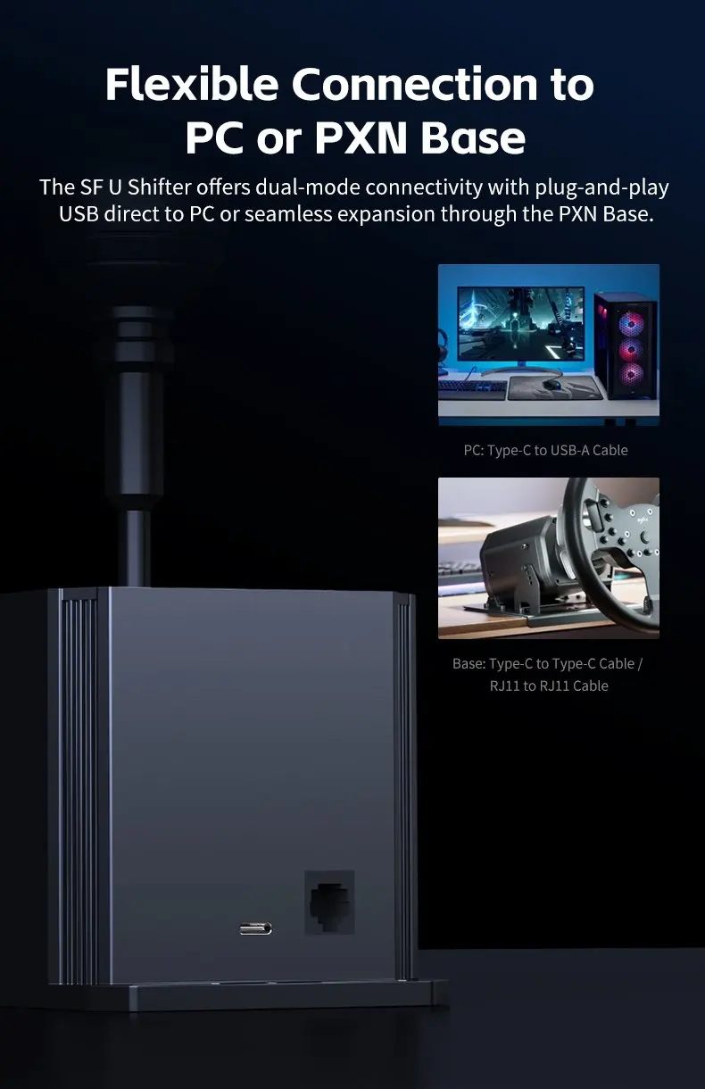 PXN SF U Manuelles Getriebe 7+1 Rennsimulator Kompatibel mit VD4/6/10/V99/V10Pro Lenkrad für PC – Detail 9