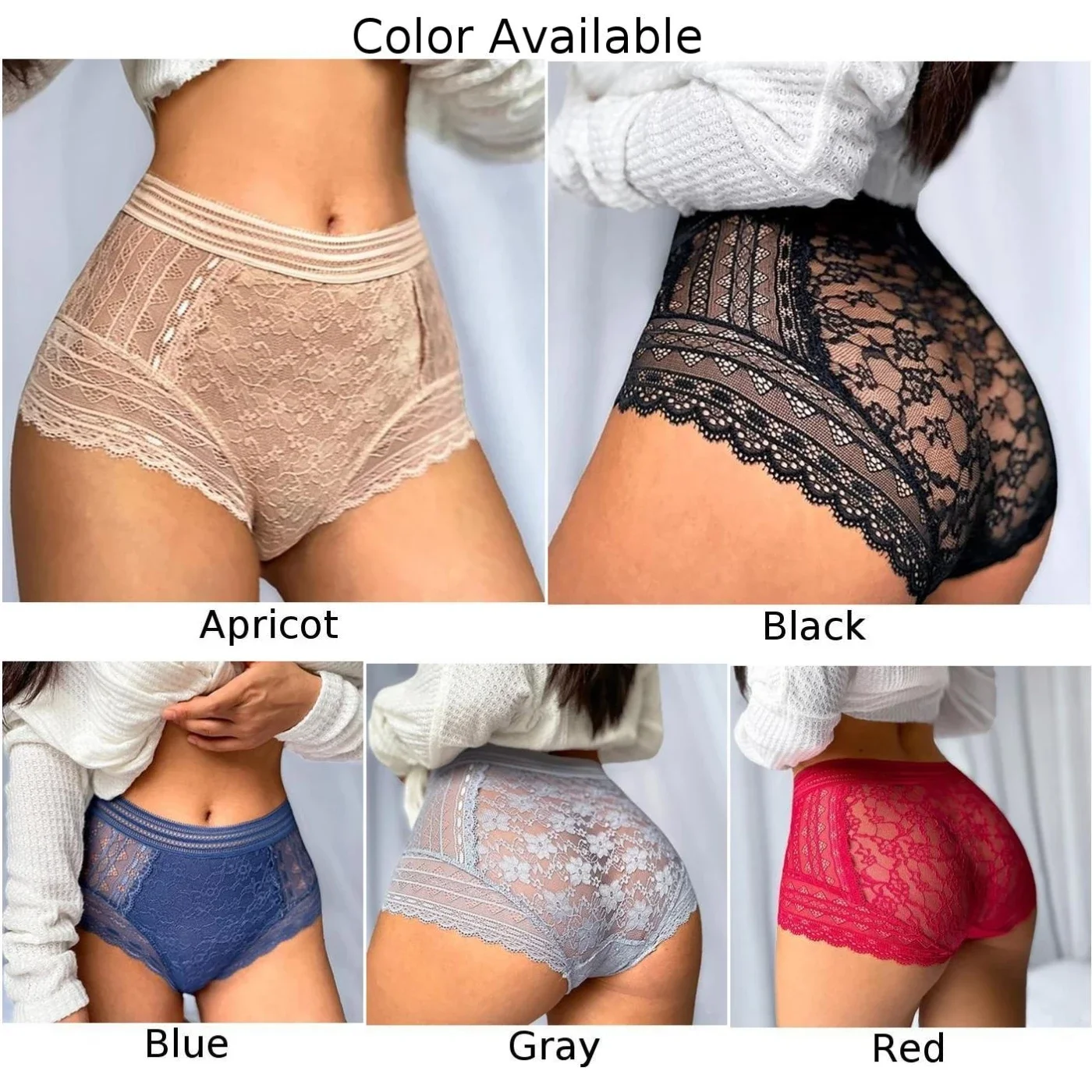 Women Lace Panties Sexy Hollow See Through Briefs High Waist Underwear Seamless Knickers Female Underpants Breath Lightweight