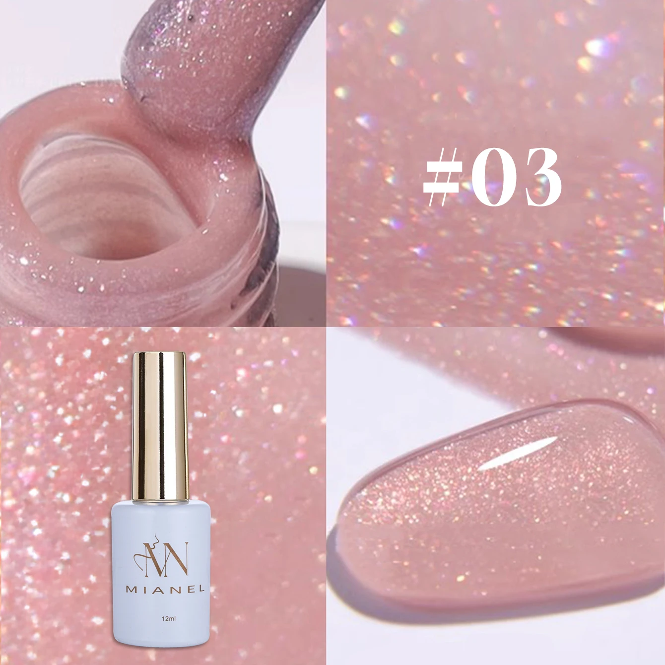 MIANEL 12ML 1PCS Fugitive Whitening Princess White Pink Strobe Flash 3 Color Small Set Glitter Gel Nail Polish UV Light Nails