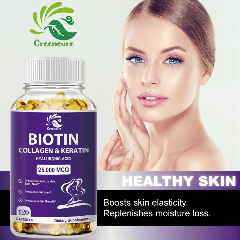 Biotin and Collagen Capsules Supports Healthy Hair, Skin, Bone, Nails Women Hair Growth Health Supplement