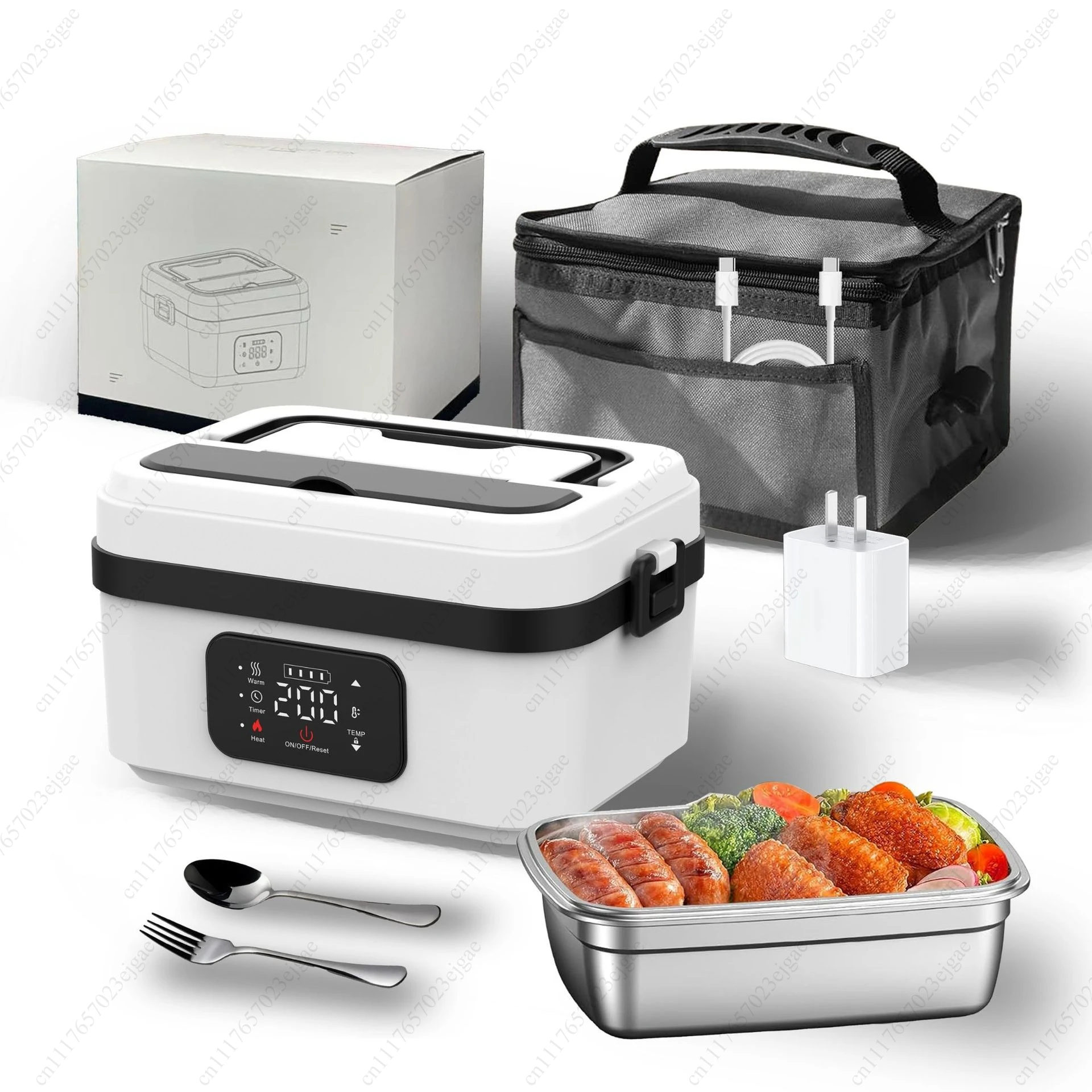 Hotsale Products Home Use Plastic Heating Bento Warmer Lunch Box Portable Wireless Electric Lunch Box With Spoon