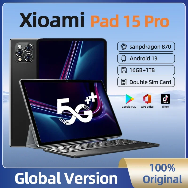 

2024 Original Pad 15 Pro Snapdragon 870 Global Version Android 13 11 inch Tablet PC 20000mAh 16GB 1024GB 5G HD 4K MI tab