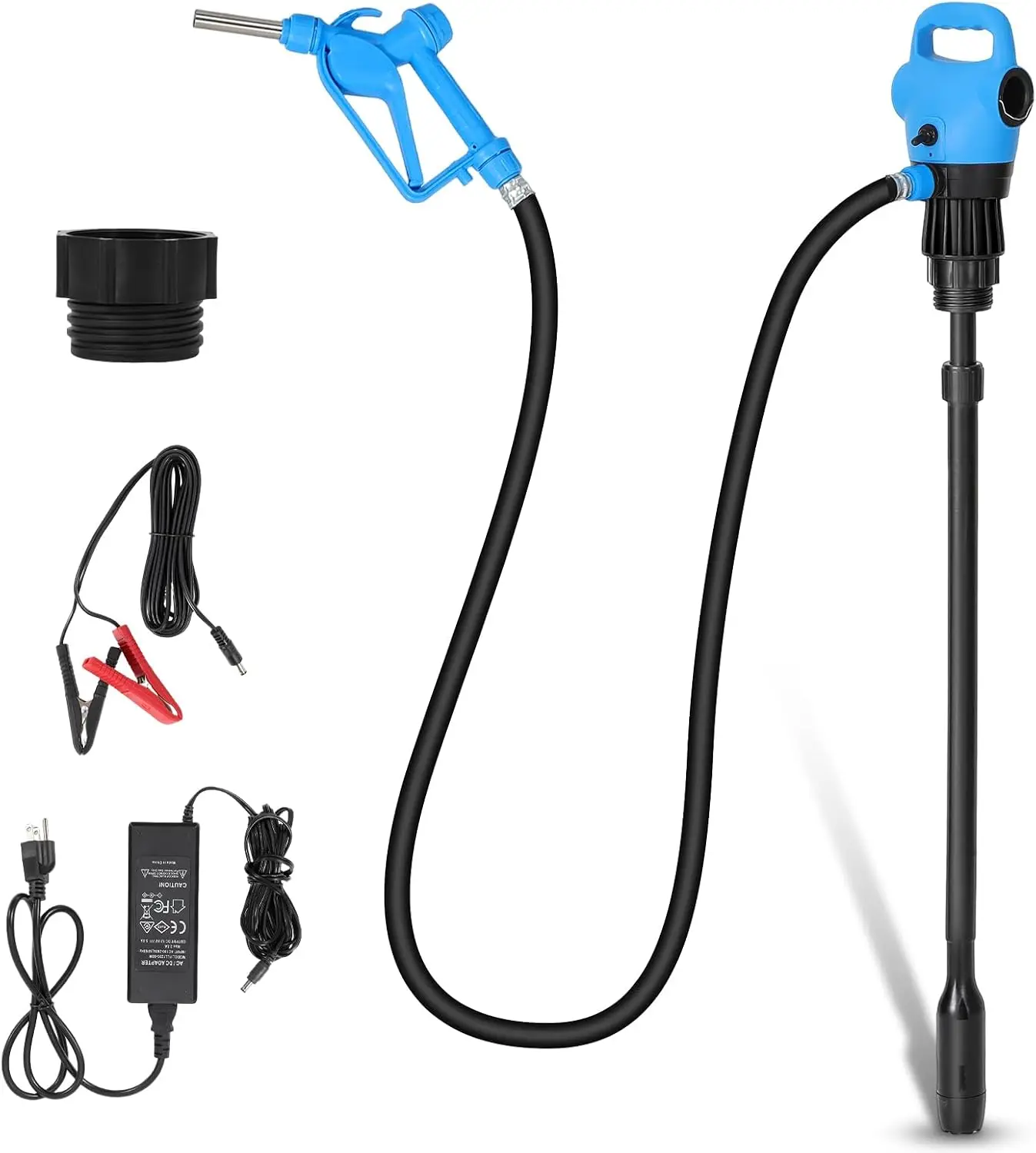 

Electric Drum Pump with 120V AC/12V DC Power, 33.5''-49'' Telescopic Suction Tube Drum Barrel Pump with Swivel Nut Nozzle
