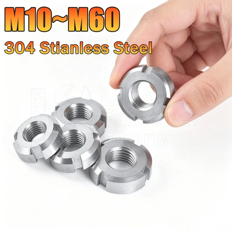 DIN981 M10 M12 M14 M16 M18 M20 M22 M24 M25 M27 M30 M33 M35 M36 M39 M40-M60 Round Nut Slotted Nut Four Slot Nuts Locknuts GB812
