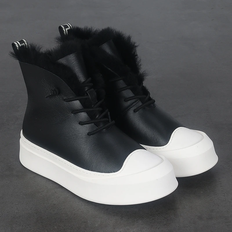 

Winter New warm sheep fur one snow Boots Thick Soles Wear-resistant Winter Leisure Wool Short Boots Men's Fashionable Shoes