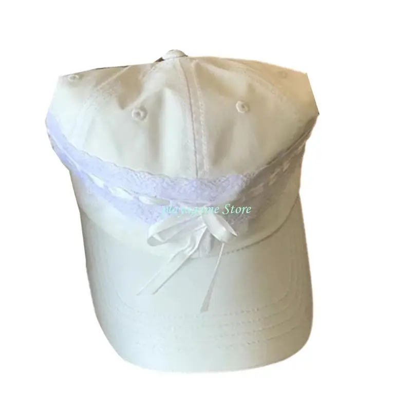 Y88A Balletcore Bow تنفس قبعة بيسبول فتاة Lacework قبعة النشاط في الهواء الطلق