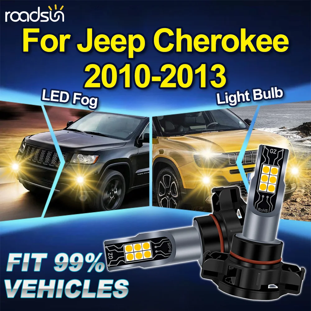 

ROADSUN 5202 PSX24W для Jeep Cherokee 2010-2013, 2 шт., 3000K, улучшенные светодиодные противотуманные фары, ультраяркие, Plug and Play