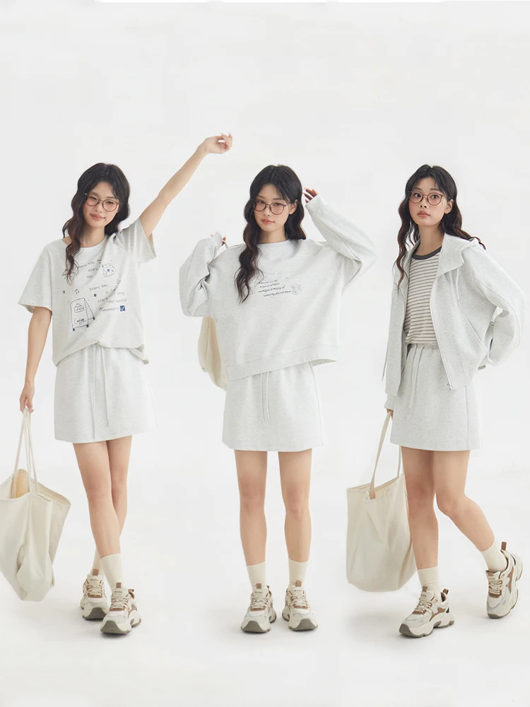 

Повседневная юбка А-силуэта с высокой талией или однотонная летняя юбка-свитшот для женщин, новая модель, стройнящая фигуру, S872