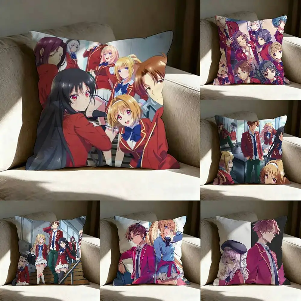 Anime C-Classroom of the Elite Pillow Case Living Room Sofa Cushion Cover Suitable For Home Bedroom Room Decoration