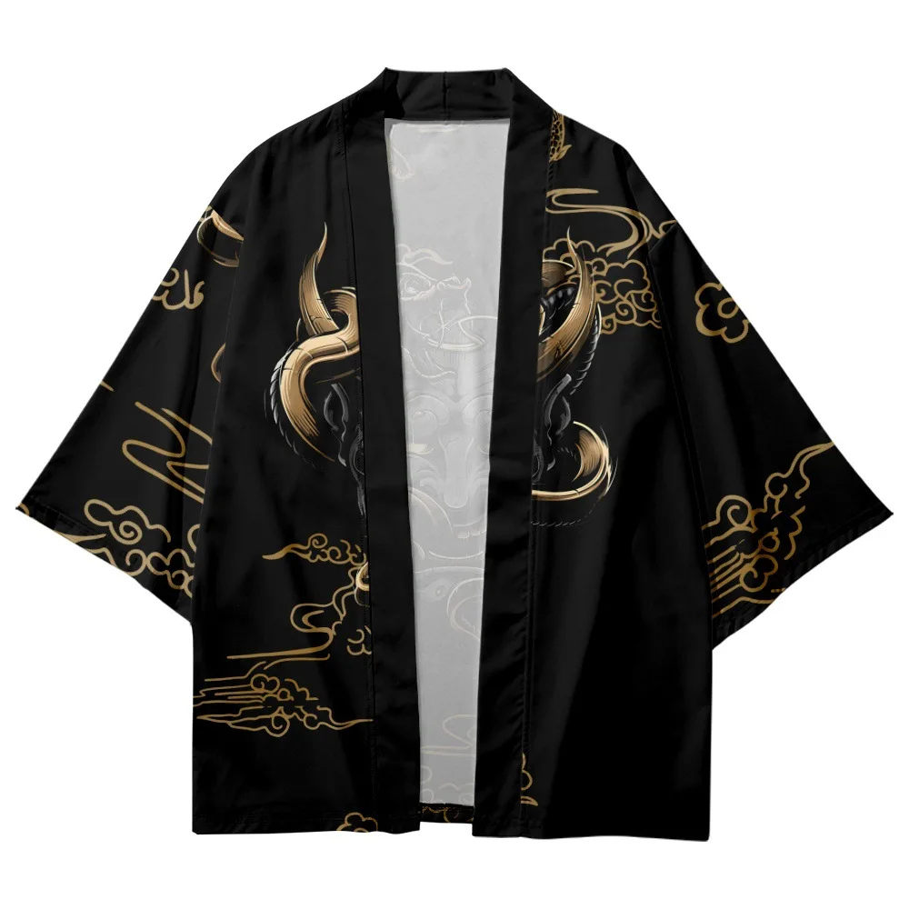 Stile giapponese Anime Demon Print Kimono Streetwear Cosplay Haori uomo donna Cardigan Robe abbigliamento asiatico Plus Size