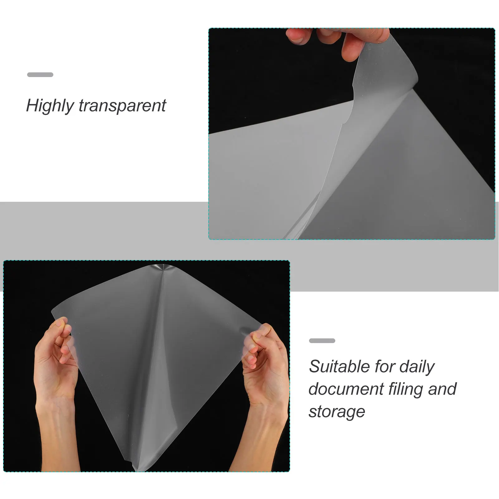 

30pcs A4 L Shape Document Folder File Bag Transparent White PP Material Waterproof Tear Proof Storage For Office Student Daily