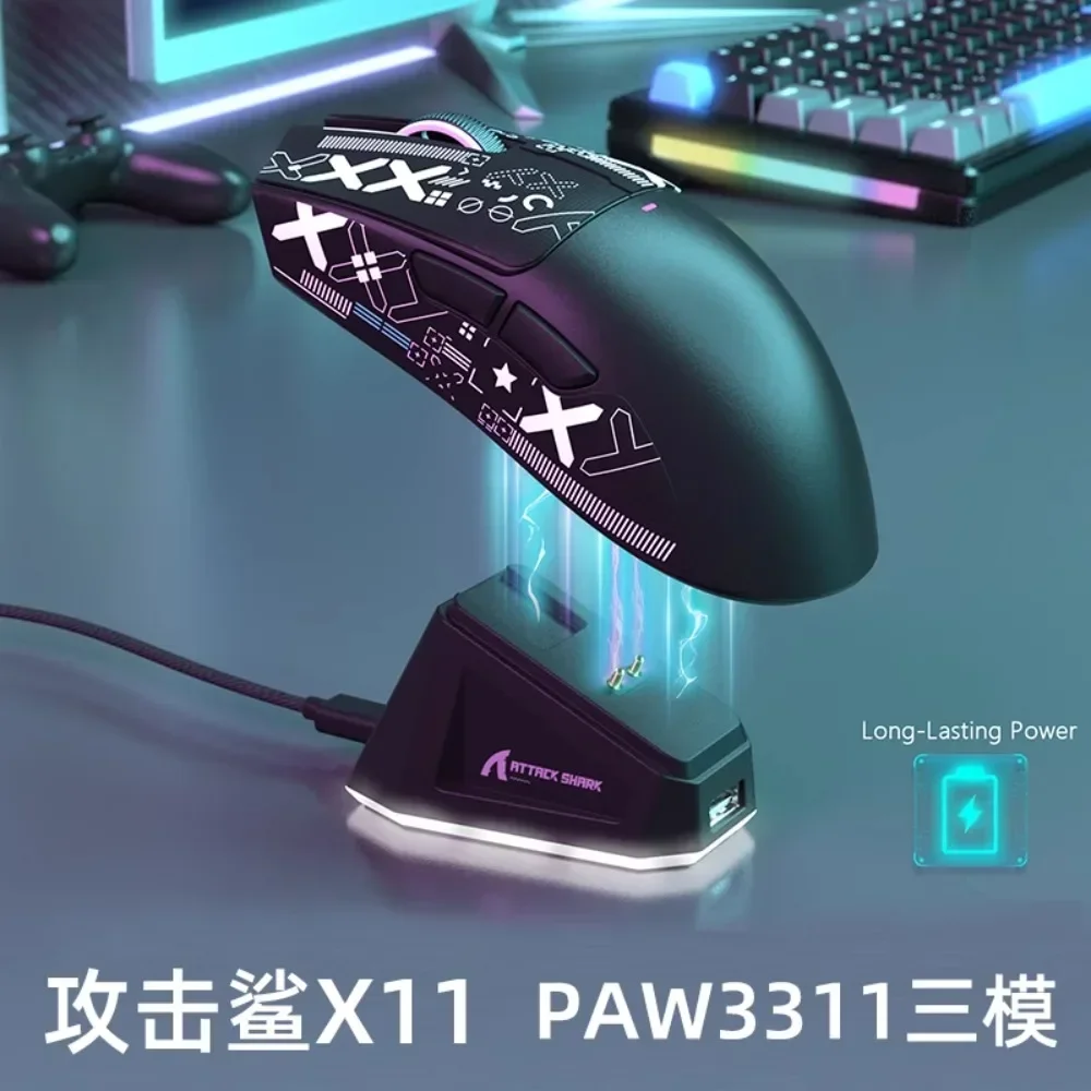 Attack Shark X11 Bluetooth Wireless mouse Esports Games With charging dock ergonomics 22000DPI Magnetic attraction good-looking