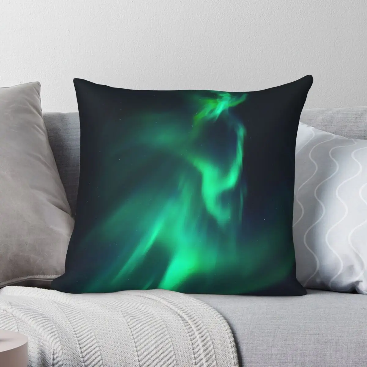 Beautiful Northern Lights Pillowcase Polyester Linen Velvet Pattern Zip Decor Throw Pillow Case Sofa Seater Cushion Case 45x45