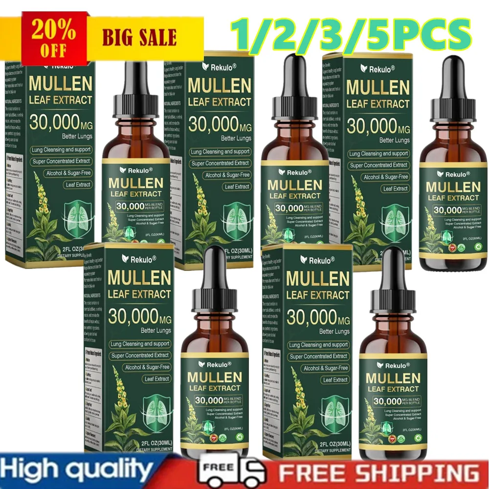 1-5Pcs Mullein Leaf Extract Organic Lung Cleanse Drops for Lung Health Natural Herbal Ingredients Daily Lung Care Supplement