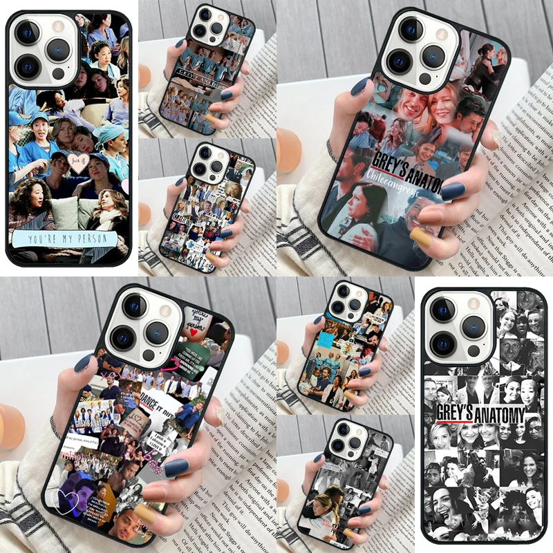 

Чехол для телефона с анатомическим коллажем Greys для iPhone 17, Air 16, 16e 12, 11, 13, 14, 15 Pro Max для Apple Plus Coque