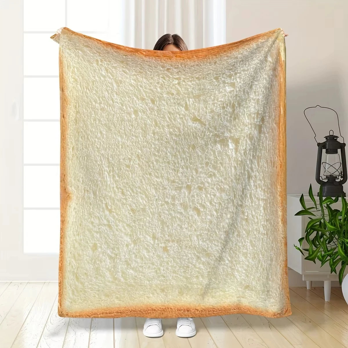 Flanelldecke mit Brotscheiben-Aufdruck – 2D-flache, einzigartiges Design, warme, elegante Überwurfdecke für Schlafzimmer, Bett, Sofa