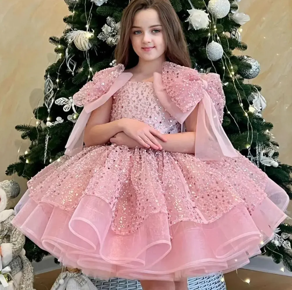 

Flower Girl Dresses Lace Tulle Beading Appliqued Pageant For Girls First Communion Dresses Kids Prom Dresses