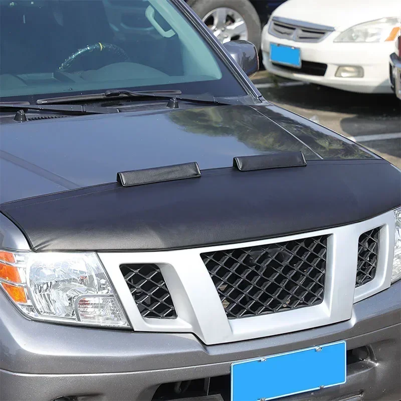 Para Nissan Frontier 2013-2021, Cubierta Protectora de Capó de Cuero Negro para Camioneta, Deflector de Arena y Piedras, Accesorios para Auto