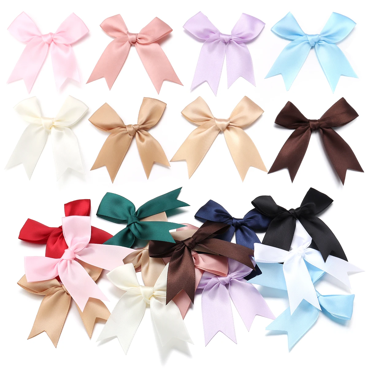 20pcs/lot 85x85mm Colored Satin Ribbon Bows Small Bowknot Gifts Flower Decoration Bows For DIY Craft Wedding Party Garment Deco