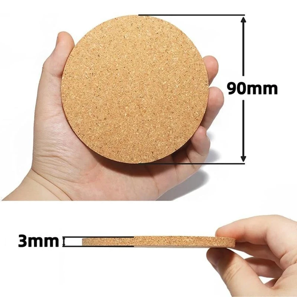 10PCS Tasse Matte Natürliche Runde Holz Pad Langlebig Nicht-Slip Kork Untersetzer Tee Kaffee Becher Getränke Halter für tisch Dekor DIY Geschirr