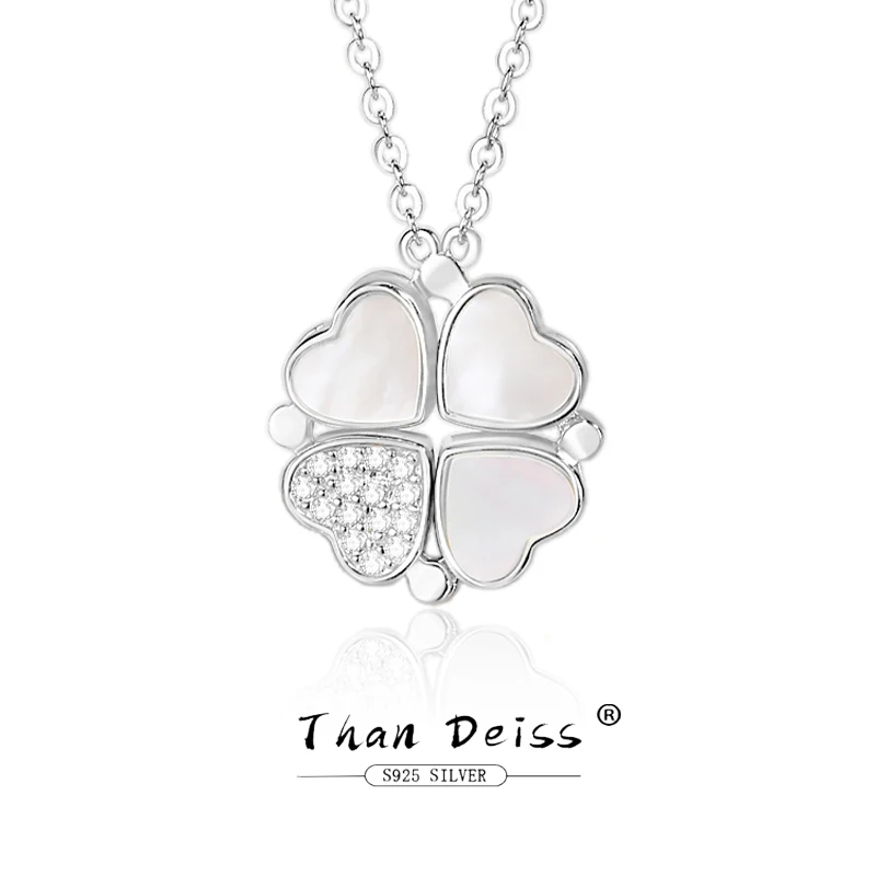 

S925 Sterling Silver Clover Necklace Women New Love White Mother of Pearl Two Styles Magnetic Pendant 45cm Chain Fashion Jewelry