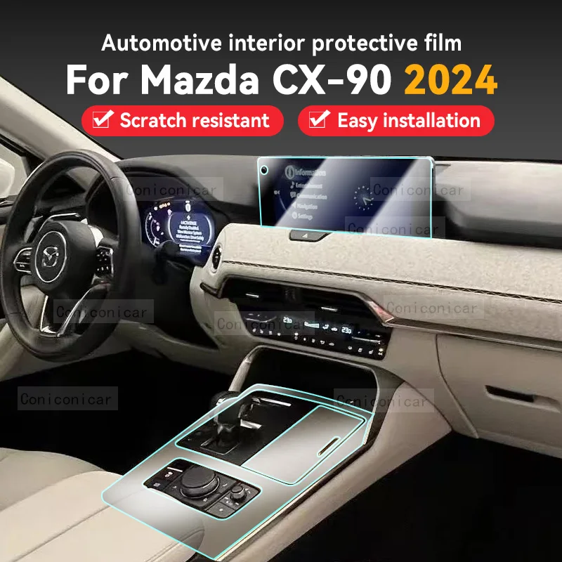 

For MAZDA CX-90 2024 Car Gearbox Panel Film Dashboard Protective Sticker Interior Anti-Scratch Film Accessories