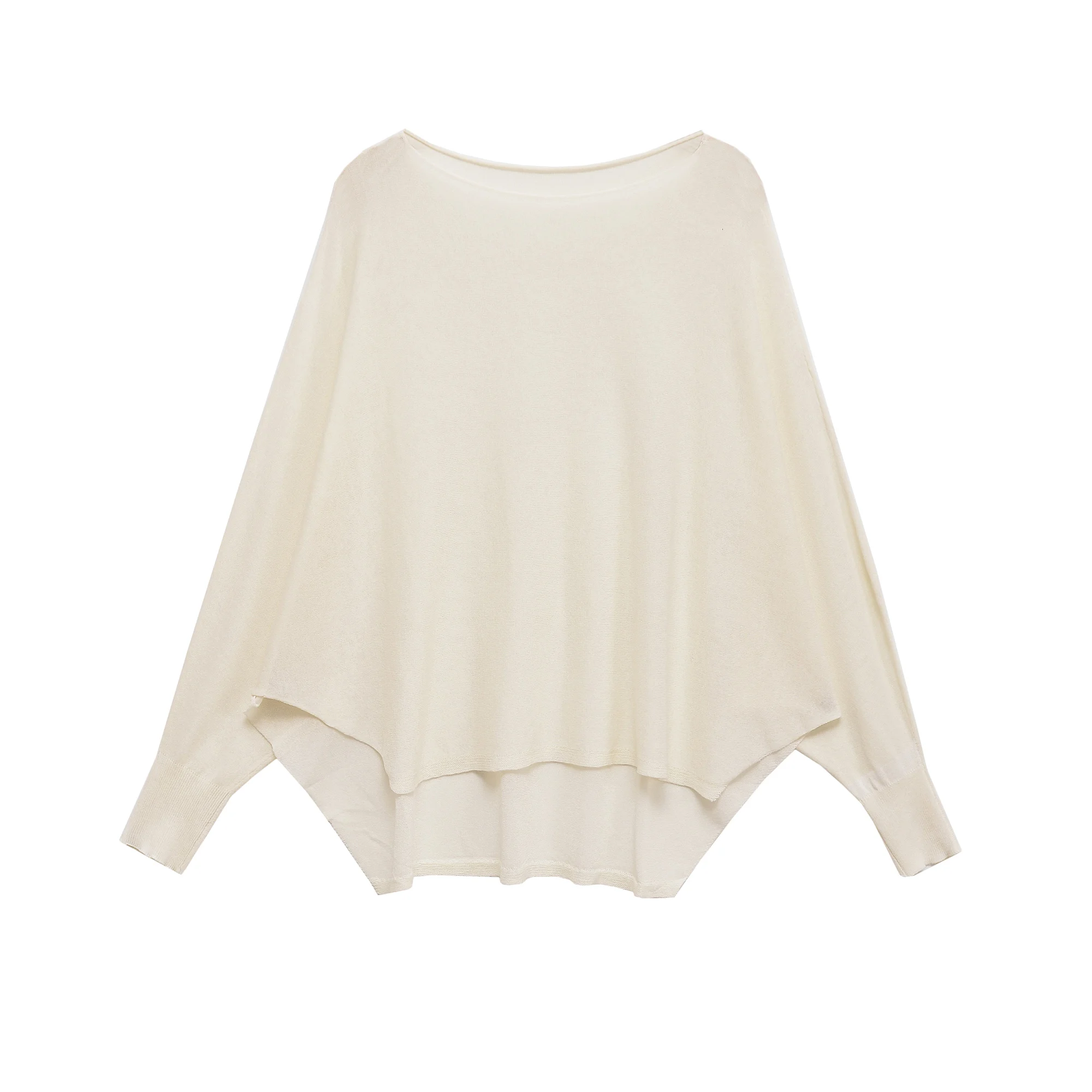 Frauen Kleidung Dünne Stil Mode Einfache Lose Gestrickte Pullover Top Allgleiches Weiß Pullover Langarm Tops