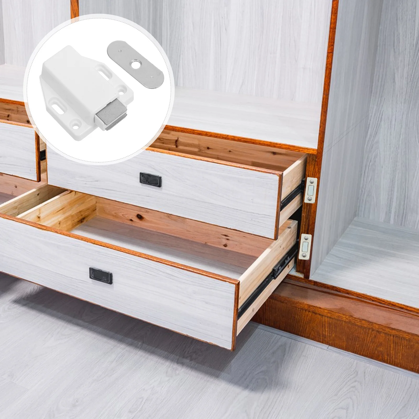 

10Pcs Cabinet Door Magnetic Push to Open Latch ABS Stainless Steel Magnetic Catch for Glass Wood Aluminum Doors