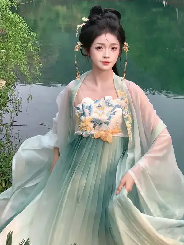 

Chinese Tang Dynasty Hanfu Dress Carnival Fairy Cosplay Dress Embroidered Ancient Costume Loose-sleeved Elegant Dance Dress