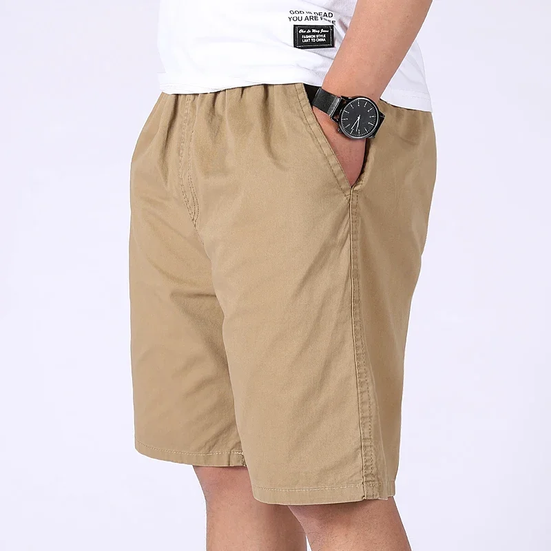 Herren Casual 100% Baumwoll-Shorts Weich Gewaschen Locker Sitzende Bermuda-Shorts Sommer Elastischer Bund Kordelzug-Shorts für Herren Tägliche Kleidung – Detail 12